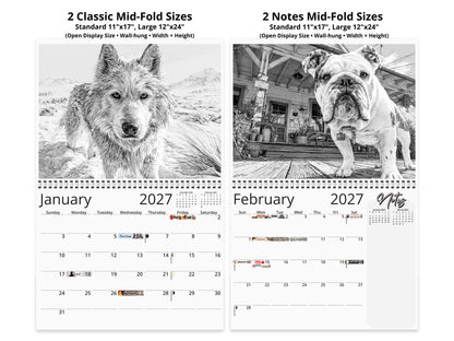 2027 Dog Lover Sketches Wall Calendar by Kaleidoscope Artisan – Faithful Companions with Holidays