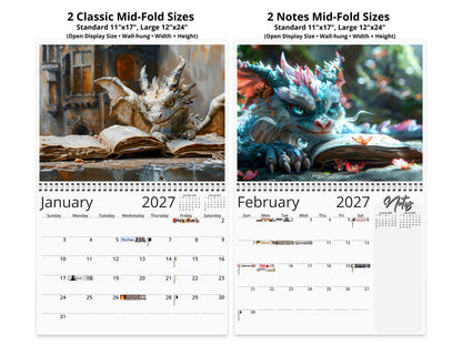 2027 Dragon Books Wall Calendar by Kaleidoscope Artisan – Magical Fantasy Journey with Holidays