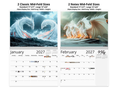 Dragon Light 2027 wall calendar top fold calendar interior pages