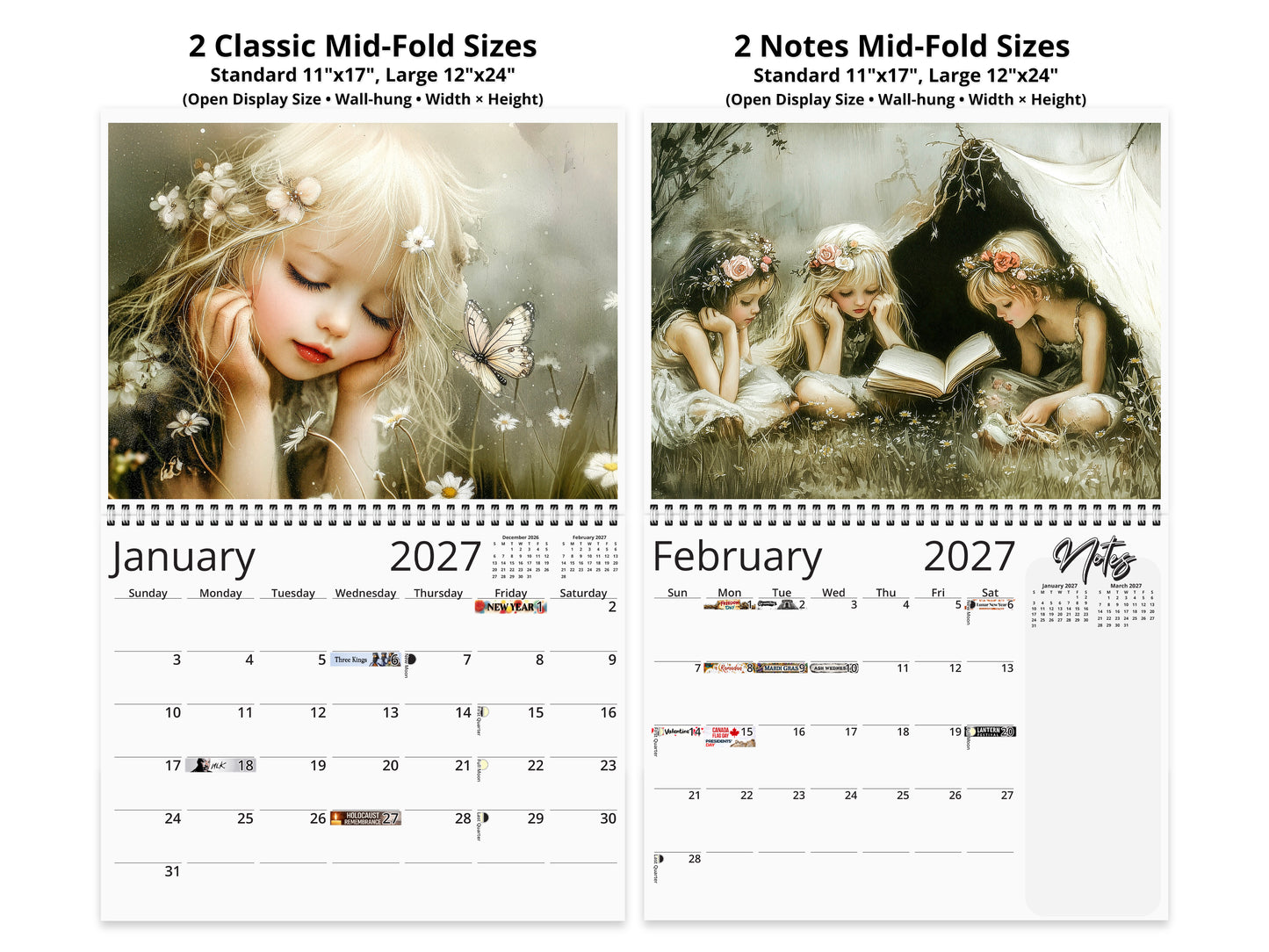 2027 Dreamlight Wall Calendar by Kaleidoscope Artisan – Whispers of Enchantment with Holidays