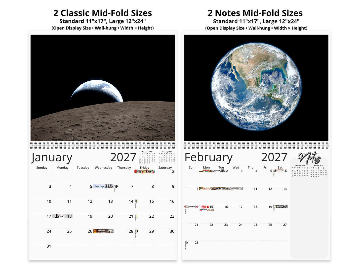 Earth Vistas Photography 2027 wall calendar top fold calendar interior pages
