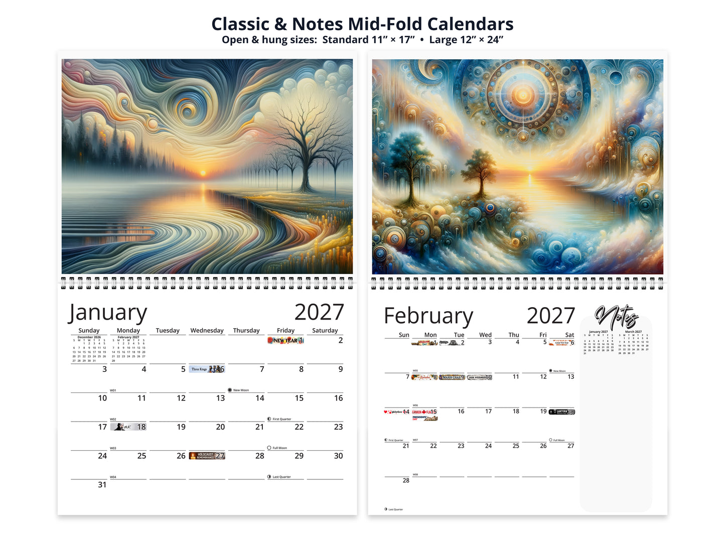 Edge of Eternity 2027 wall calendar top fold calendar interior pages