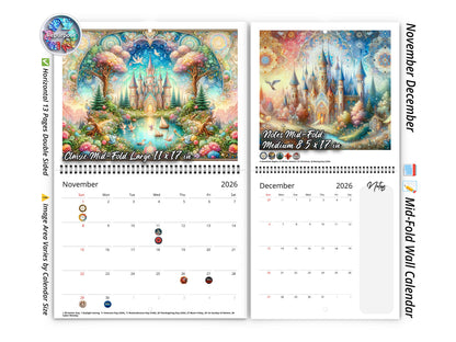 2026 Enchanted Wall Calendar by Kaleidoscope Artisan – Whimsical Fantasy with Holidays