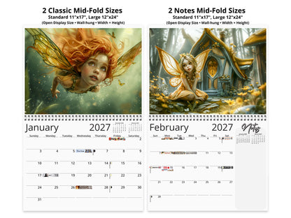2027 Fairy Princess Wall Calendar by Kaleidoscope Artisan – Charming Fantasy with Holidays