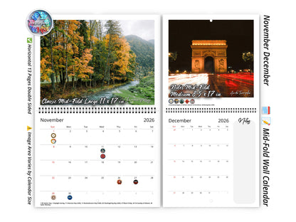 2026 France Vistas Photography Wall Calendar by Kaleidoscope Artisan – Captivating French Landscapes with Holidays