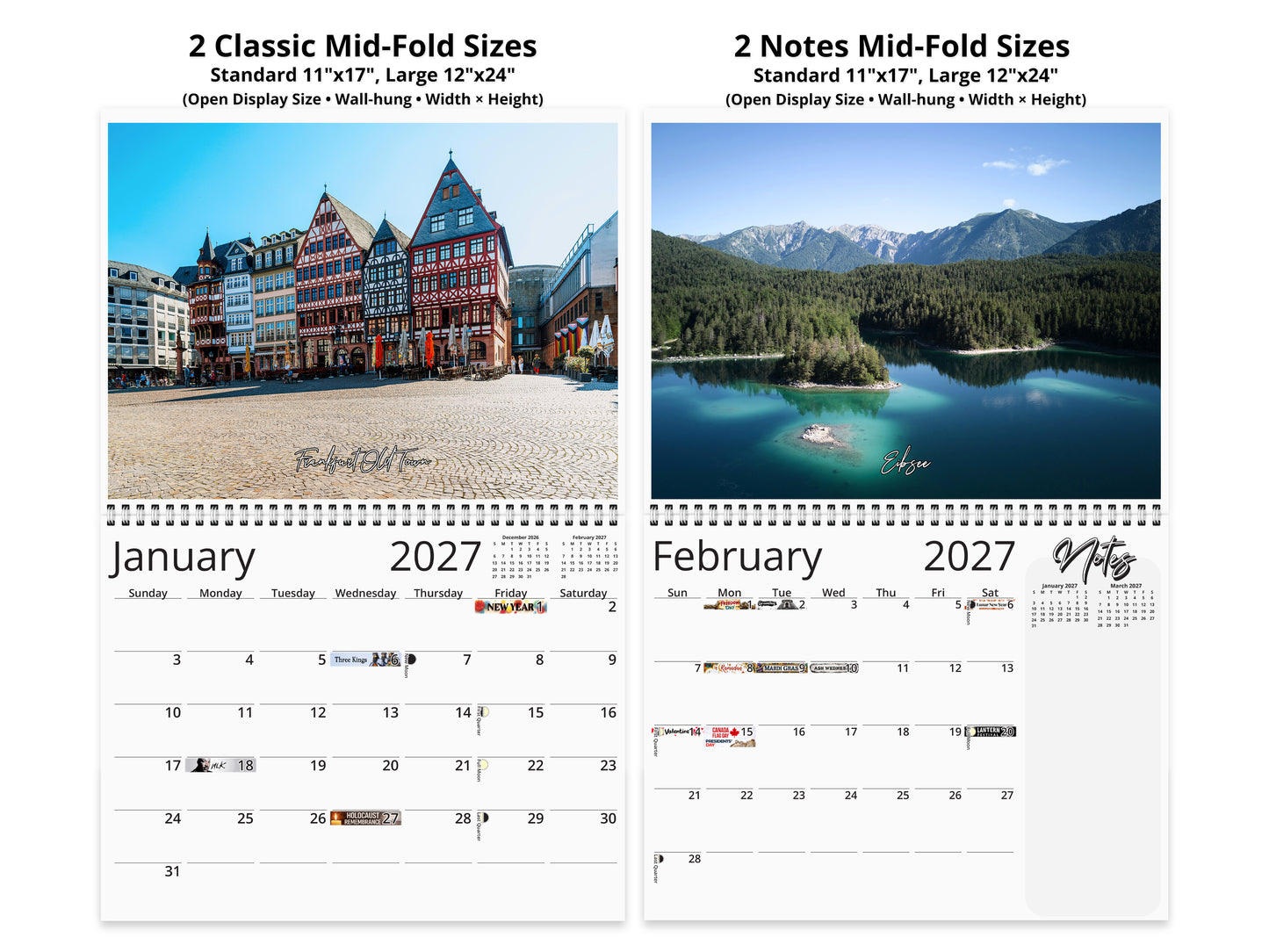 Germany Vistas Photography 2027 wall calendar top fold calendar interior pages