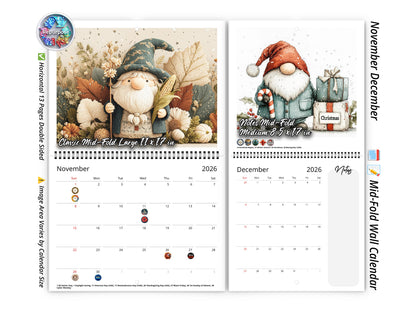 2026 Gnome Holidays Wall Calendar by Kaleidoscope Artisan – Joy & Magic with Holidays