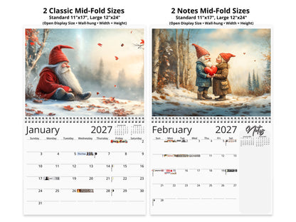 2027 Gnomes Wall Calendar by Kaleidoscope Artisan – Whimsical Adventures with Holidays