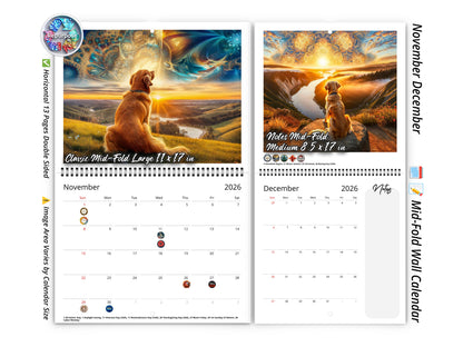 2026 Golden Retriever Wall Calendar by Kaleidoscope Artisan – Joyful Dog Art with Holidays