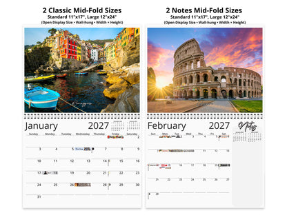 Italy Vistas Photography 2027 wall calendar top fold calendar interior pages