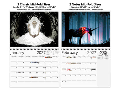 2027 Luminous Realms Wall Calendar by Kaleidoscope Artisan – Enchanted Fantasy with Holidays