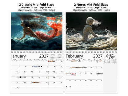 2027 Mermaid Dream Wall Calendar by Kaleidoscope Artisan – Enchanting Underwater Realms with Holidays