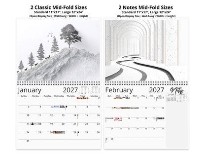 2027 Modern Lines Wall Calendar by Kaleidoscope Artisan – Refined Minimalism with Holidays
