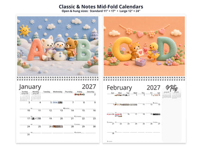 My ABC Adventure by Kaleidoscope Artisan - Playful Learning with Holidays 2027 wall calendar classic and notes mid-fold calendar pages