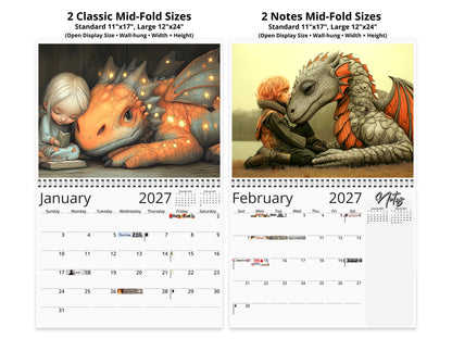 My Little Dragon 2027 wall calendar top fold calendar interior pages