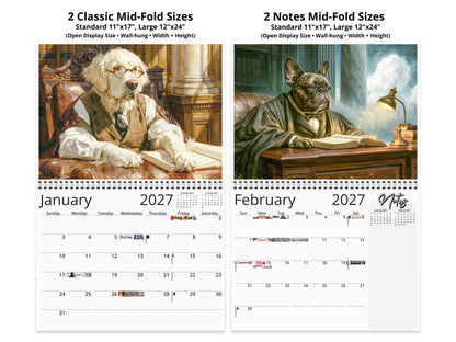 Paws of Justice 2027 wall calendar top fold calendar interior pages