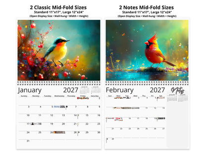 2027 Radiant Birds Kaleidoscope Wall Calendar by Kaleidoscope Artisan – Avian Beauty with Holidays