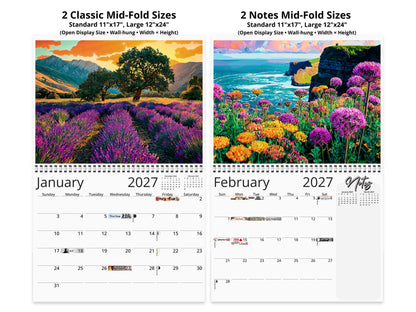 Spring Flowers 2027 wall calendar top fold calendar interior pages