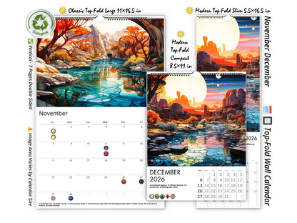 2026 Surreal Canyon Wall Calendar by Kaleidoscope Artisan – Desert Dreams with Holidays