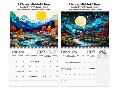 2027 Surreal Horizons Wall Calendar by Kaleidoscope Artisan – Mystical Realms with Holidays