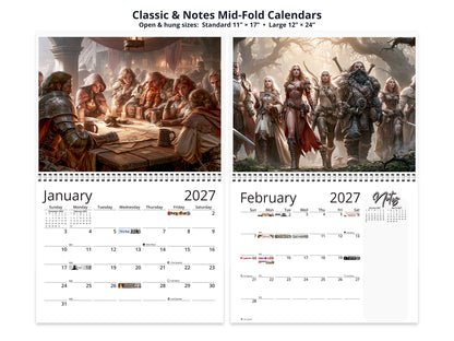 The Fellowship 2027 wall calendar classic and notes mid-fold calendar pages