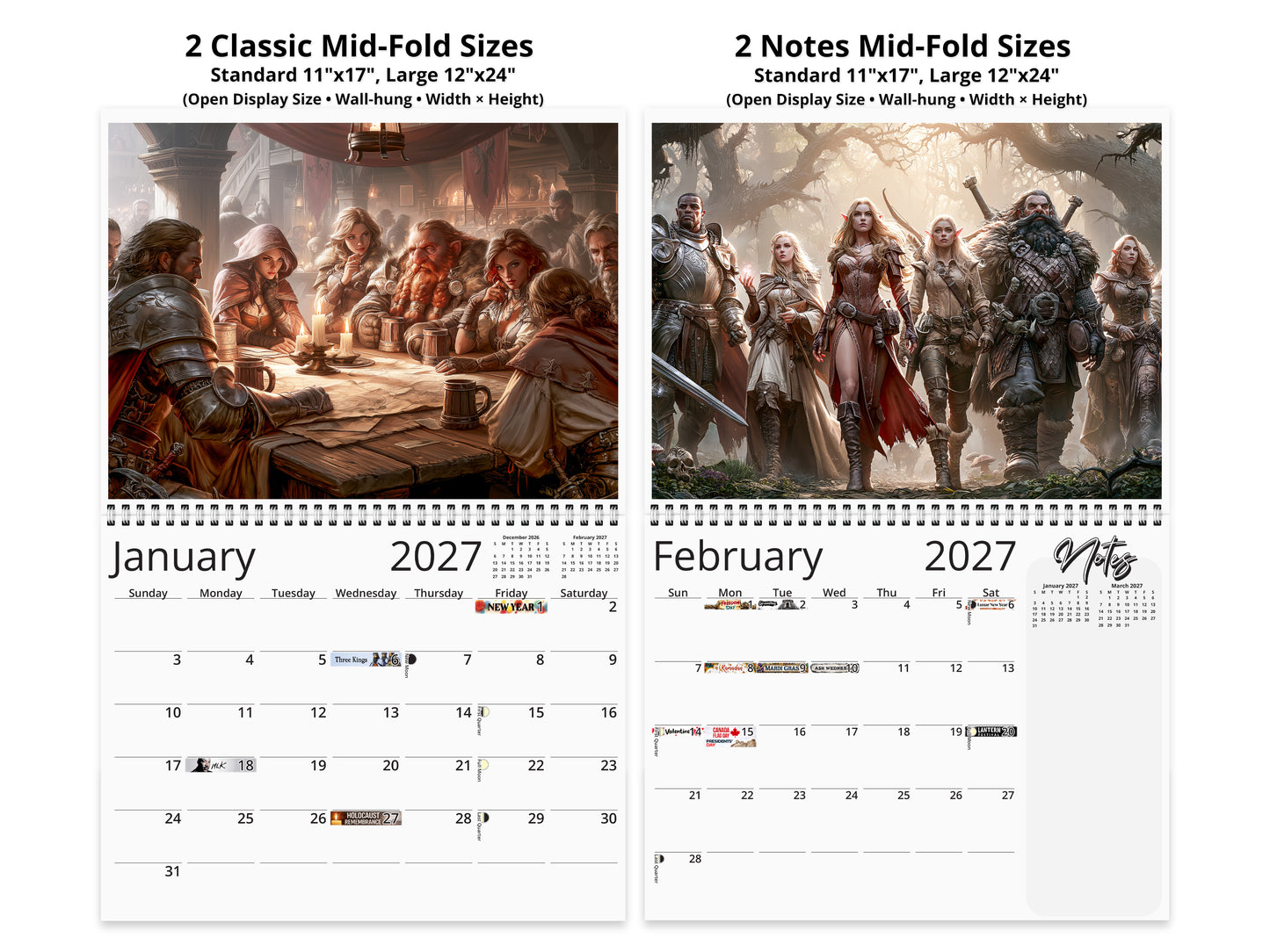 2027 The Fellowship Wall Calendar by Kaleidoscope Artisan – Grand Adventure with Holidays