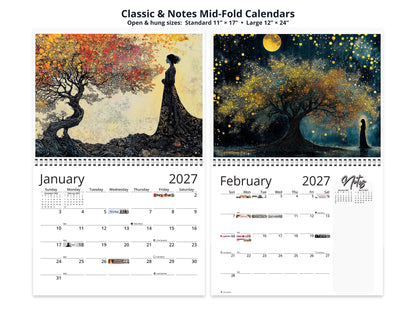 Tree of Life by Kaleidoscope Artisan - Enchanting Mystical Designs with Holidays 2027 wall calendar classic and notes mid-fold calendar pages