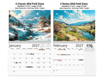 Western Vistas 2027 wall calendar top fold calendar interior pages