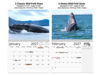 Whales Photography 2027 wall calendar top fold calendar interior pages