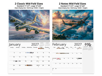 2027 WWII Wings of Valor Wall Calendar by Kaleidoscope Artisan – Legendary Aviation with Holidays