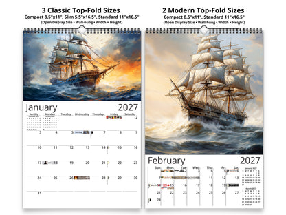 2027 Age of Sail Wall Calendar by Kaleidoscope Artisan – Nautical Adventures with Holidays