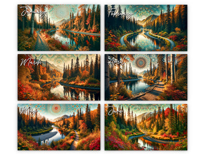 2026 Alaska's Autumn Wall Calendar by Kaleidoscope Artisan – Nature’s Tranquility with Holidays