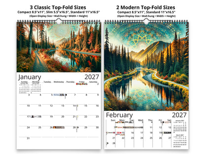 Alaska's Autumn 2027 wall calendar classic and notes mid-fold calendar pages