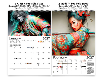 2027 Anime Ronin Wall Calendar by Kaleidoscope Artisan – Warrior Spirit with Holidays