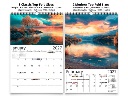 2027 Autumn Serenity Wall Calendar by Kaleidoscope Artisan – Rustic Dreams with Holidays