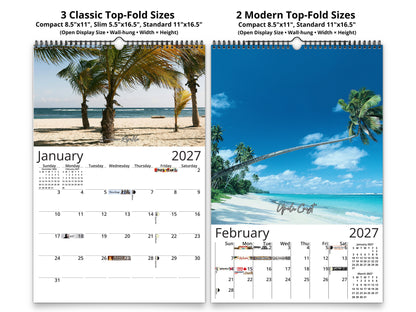 Beaches Photography 2027 wall calendar classic and notes mid-fold calendar pages