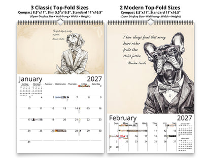 2027 Canine Counsel Wall Calendar by Kaleidoscope Artisan – Wisdom in Fur with Holidays