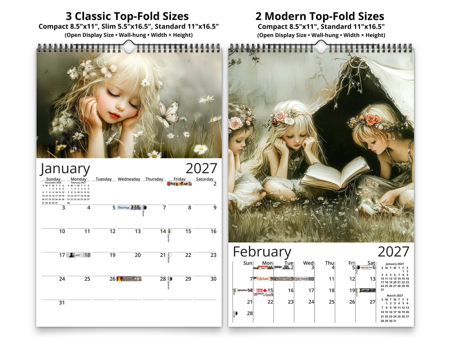 2027 Dreamlight Wall Calendar by Kaleidoscope Artisan – Whispers of Enchantment with Holidays