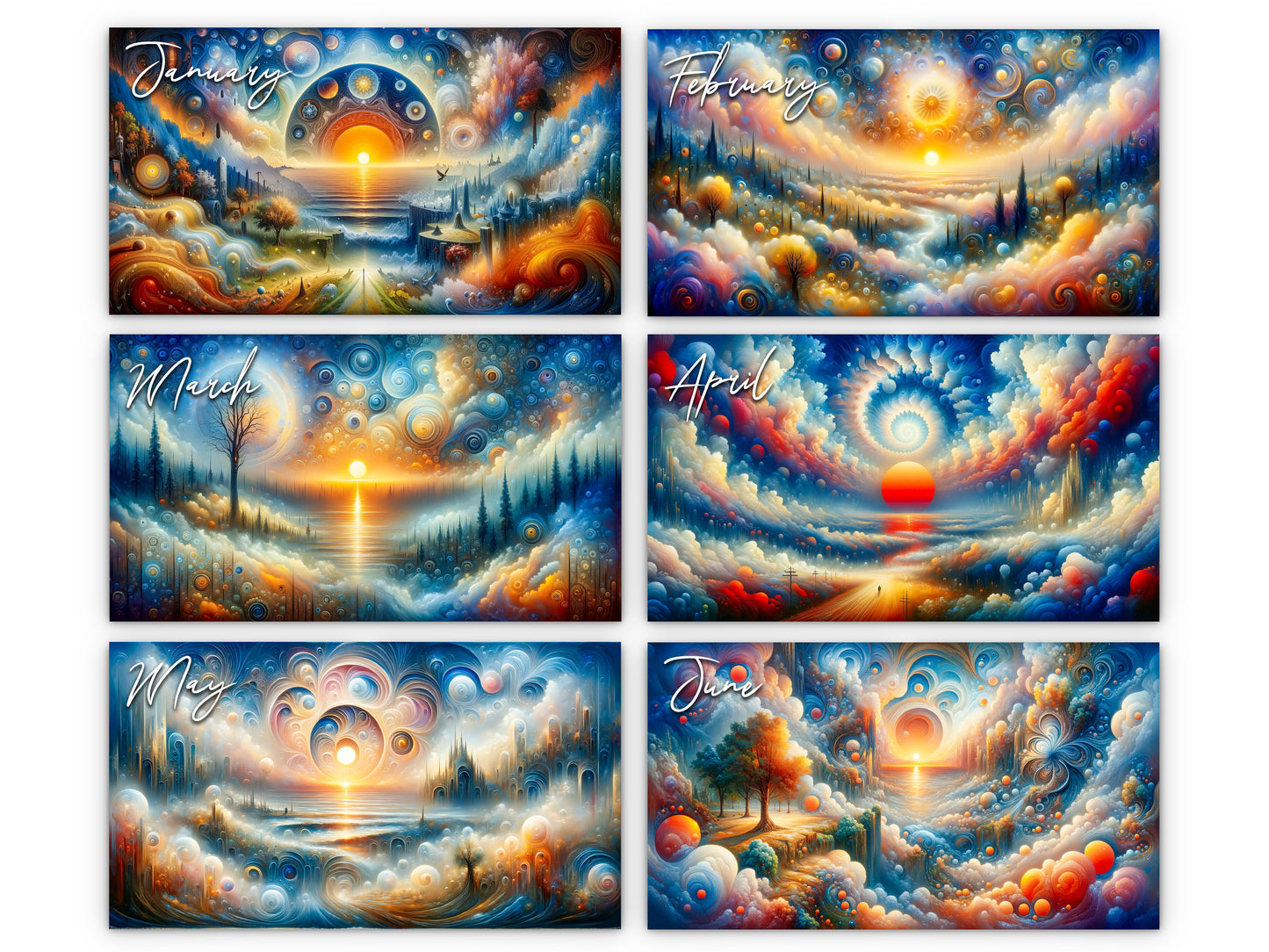 2026 Edge of Eternity Wall Calendar by Kaleidoscope Artisan – Celestial Dreams with Holidays
