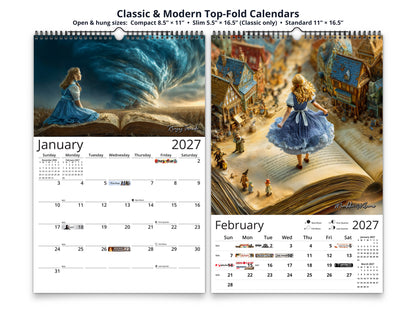 Emerald City Books 2027 wall calendar top fold calendar interior pages