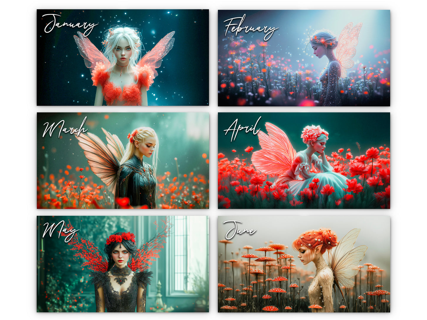 2026 Fairy Dream Wall Calendar by Kaleidoscope Artisan – Enchanting Fantasy Fairies with Holidays