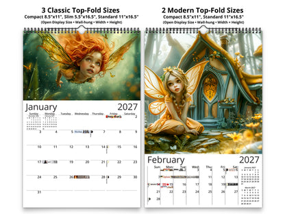 2027 Fairy Princess Wall Calendar by Kaleidoscope Artisan – Charming Fantasy with Holidays