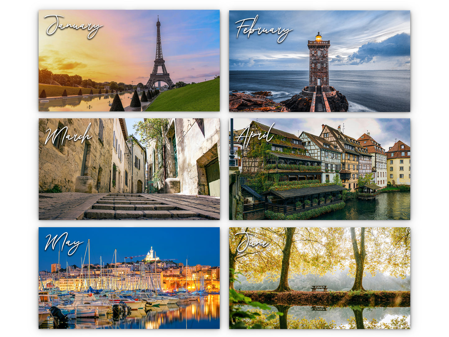 2026 France Vistas Photography Wall Calendar by Kaleidoscope Artisan – Captivating French Landscapes with Holidays