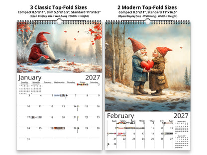 2027 Gnomes Wall Calendar by Kaleidoscope Artisan – Whimsical Adventures with Holidays