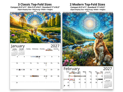 Golden Retriever 2027 wall calendar classic and notes mid-fold calendar pages