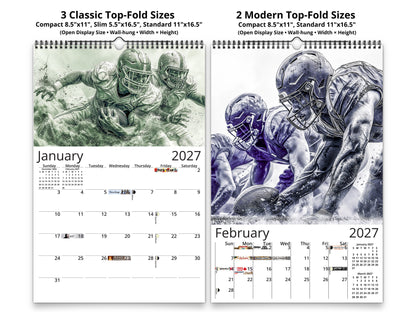 2027 Gridiron Football Wall Calendar by Kaleidoscope Artisan – Dynamic Action with Holidays
