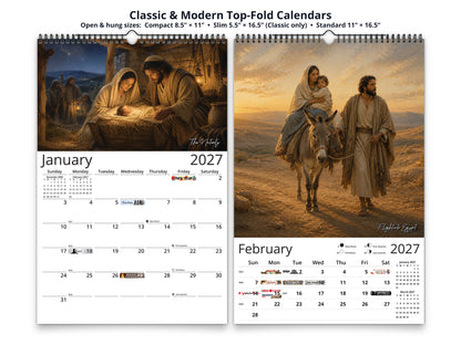 Life of Jesus 2027 wall calendar top fold calendar interior pages