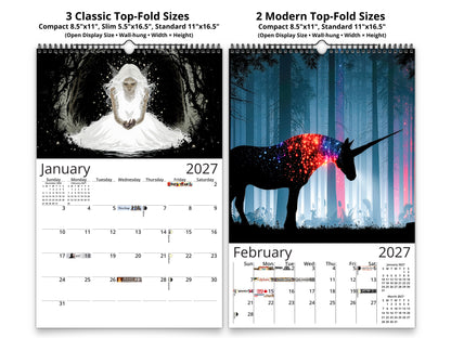2027 Luminous Realms Wall Calendar by Kaleidoscope Artisan – Enchanted Fantasy with Holidays