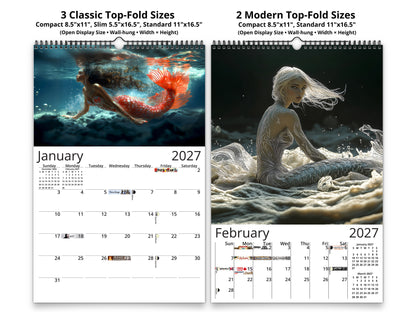 2027 Mermaid Dream Wall Calendar by Kaleidoscope Artisan – Enchanting Underwater Realms with Holidays