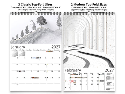 2027 Modern Lines Wall Calendar by Kaleidoscope Artisan – Refined Minimalism with Holidays